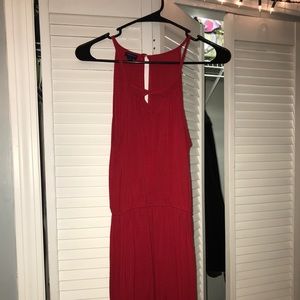 Red, above knee, flowy dress